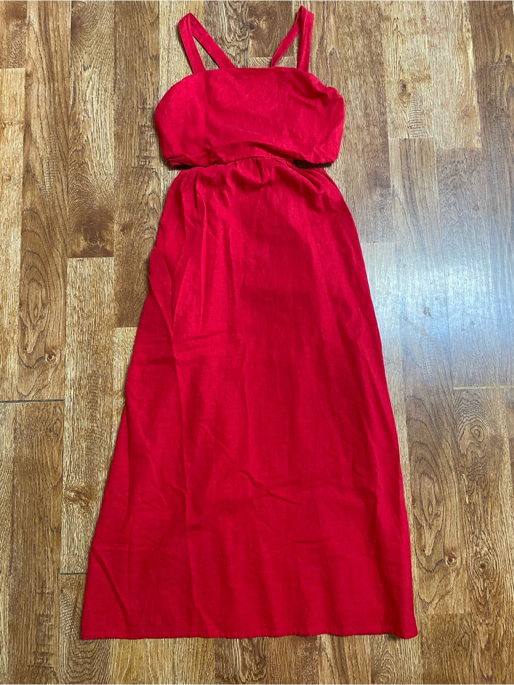 Red Maxi Dress L with crisscross straps